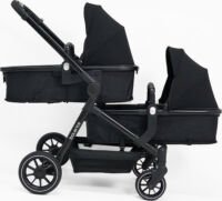 Bolente 2Born Tweelingwagen - Duowagen - Duo Buggy - Klein Opvouwbaar - Plooibuggy - Inclusief Regenhoes - Verschillend te Combineren - Kleur Zwart