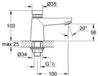 GROHE Euroeco Cosmopolitan T Wastafelkraan - Zelfsluitend - Chroom