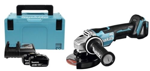 Makita DGA508RTJ 18V Li-Ion Accu Haakse Slijper Set (2x 5.0Ah Accu) In Mbox - 125mm - Koolborstelloos - Softstart