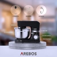 Arebos Keukenmachine 1500 W Zwart - Krachtige en Veelzijdige Kneedmachine