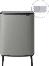 Brabantia Bo Touch Bin Hi Prullenbak - 2 x 30 liter - Afvalscheiding - Mineral Concrete Grey