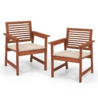Coast Buitenstoelen met zitkussen - Set van 2 - Massief Hout - Max. 120 kg - 61 x 61 x 81 cm - Bruin