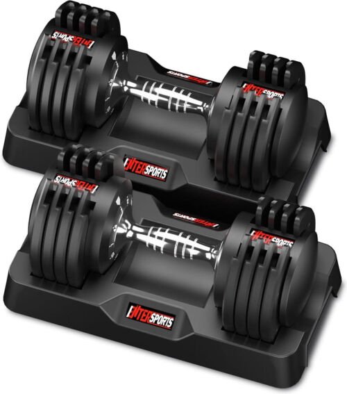 EnterSports 2x 12 kg Verstelbare Halters - Ruimtebesparend - Antislip Handvat