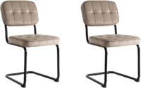 Furnihaus Eetkamerstoelen Set van 2 Flexa - Beige - Metaalpoot - Velvet