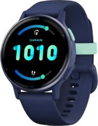 Garmin Vivoactive 5 Music - Smartwatch– Sporthorloge - AMOLED-Scherm -11 dagen batterij - Sportapps 30+ - Meditatie - Garmin Pay – Slaapcoaching - Blue/Blue Metallic