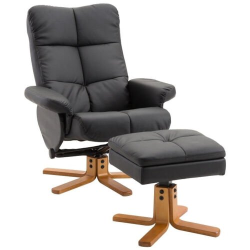 HOMdotCOM Relaxfauteuil Met Hocker En Ligfunctie - Zwart - 80x99cm