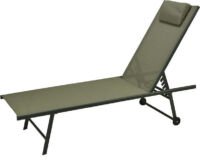 KM Loungebed met Kussen - Verstelbaar - 185 x 55 x 32 cm - Groen
