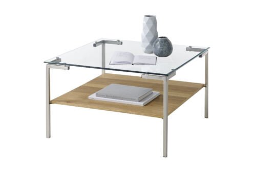 MCA Furniture Salontafel met Glazen plaat - Max. 20 kg - 65 x 65 x 46 cm