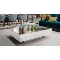 Metro Lane Salontafel - Incl Spiegel - Vierkant - 140 x 140 x 40 cm - Wit
