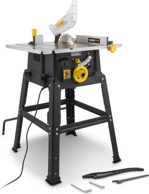 Powerplus POWX07590 Zaagtafel - Tafelzaagmachine met onderstel - 1700W - 210mm zaagblad - Incl. 24 tanden cirkelzaag blad voor hout