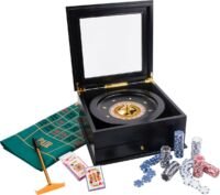 Roulette set compleet in zwarte luxe houten opberg kist