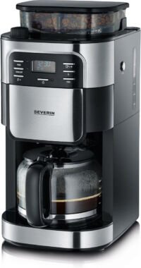 Severin KA 4810 Filter Koffiezetapparaat met bonenmaler - Glazen kan - Aromaselectie - Timerfunctie - Zwart / Rvs