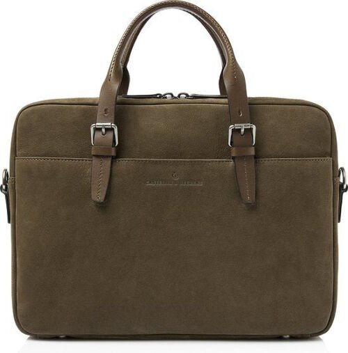 Castelijn&Beerens - Veneto Nubuck Laptoptas 15.6 RFID | groen -