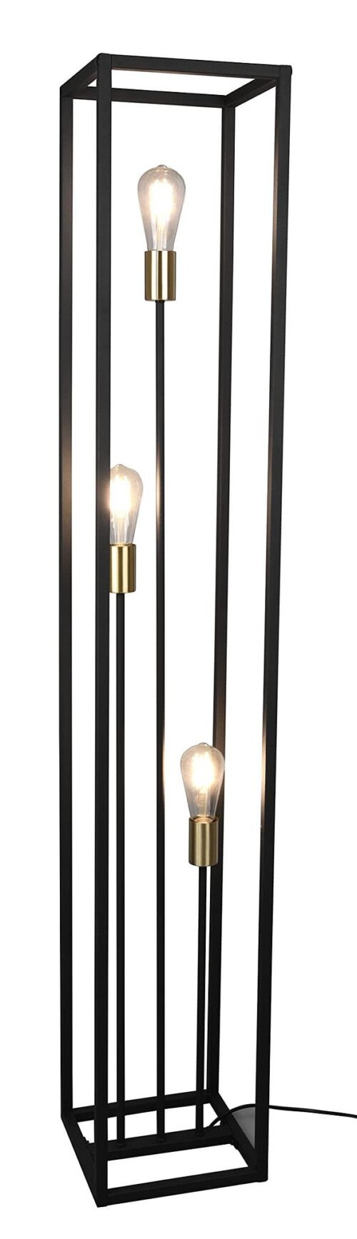 REALITY VITO - Vloerlamp - Staande lamp - Zwart met goud - 3x E27 - H153cm