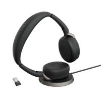 Jabra Evolve2 65 Flex Link380a MS + Ladepad On Ear headset Computer Bluetooth Stereo Zwart Noise Cancelling Headset