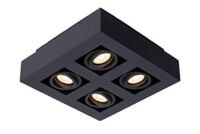 Lucide XIRAX Plafondspot - LED Dim to warm - GU10 - 4x5W 3000K/2200K - Zwart