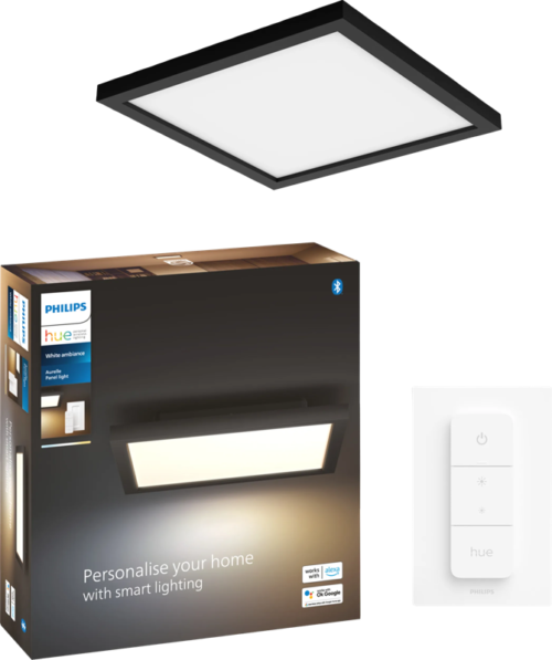 Philips Hue Aurelle paneellamp White Ambiance vierkant zwart