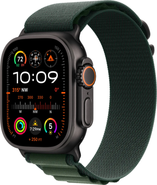 Apple Watch Ultra 2 4G 49mm Zwart Alpine Band Groen M