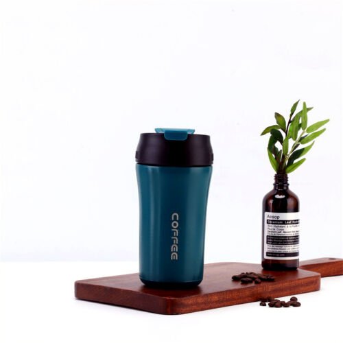 Hbs Rvs Thermosbeker - Drinkfles - Herbruikbare Koffiebeker - 420 Ml - Blauw