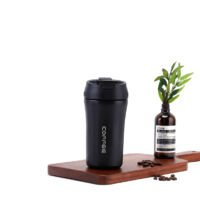Hbs Rvs Thermosbeker - Drinkfles - Herbruikbare Koffiebeker - 420 Ml - Zwart