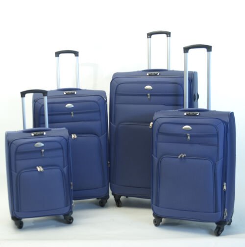 Kofferset Banerle - 4 Delig Softcase - 4 Wielen Reisbagage - Blauw